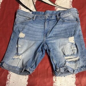H&M Faded Blue Ripped Jean Shorts